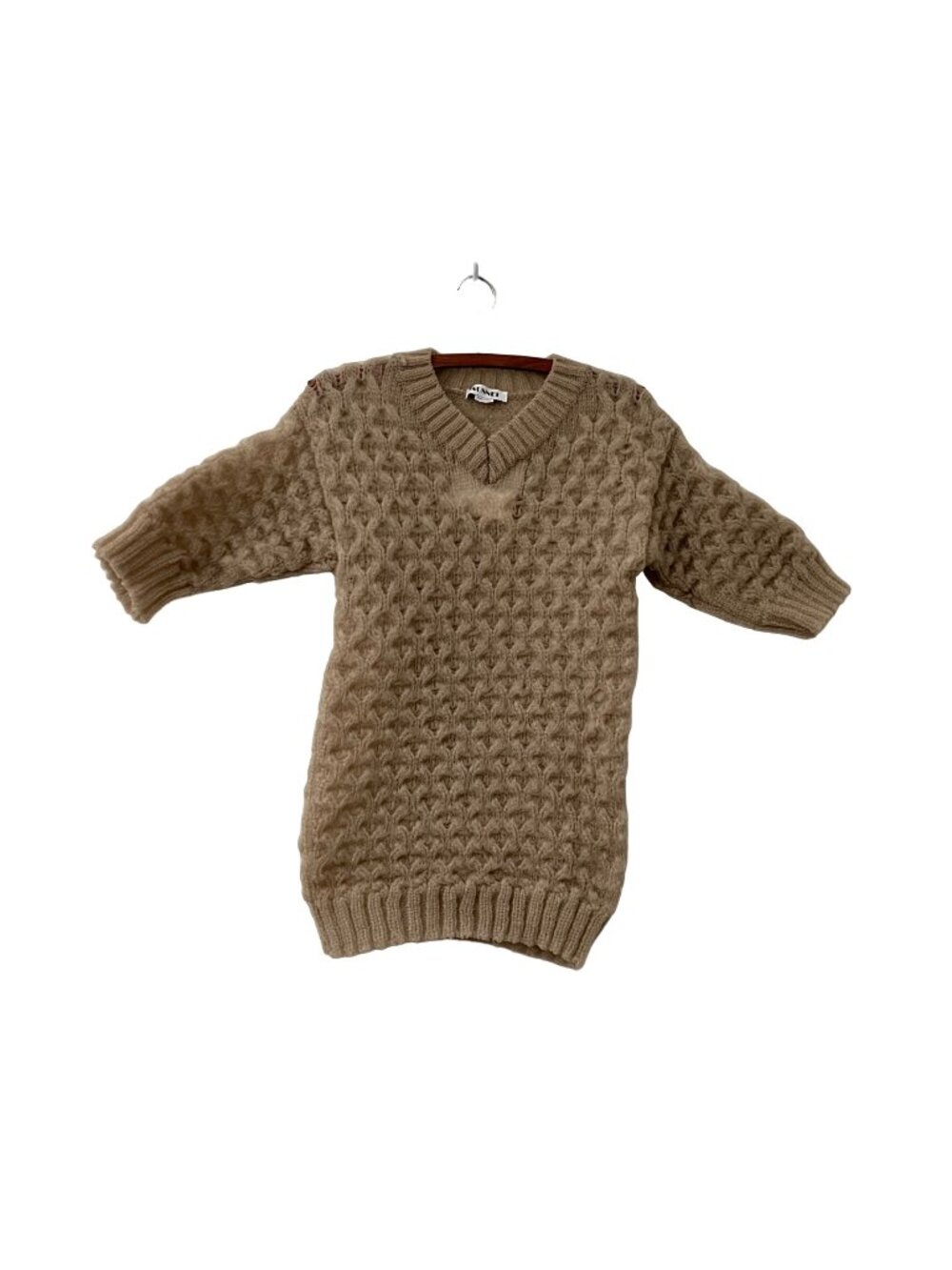 Sunnei Womens Taupe V Neck Knit Woven Tshirt Size Medium NEW